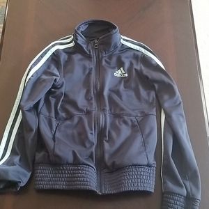 Adidas jacket. Black with teal stripes. Size Small